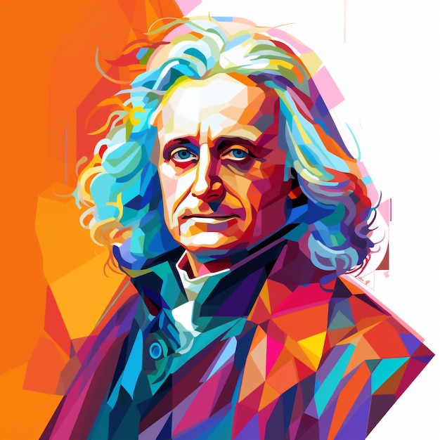 Isaac Newton in de stijl van wpap