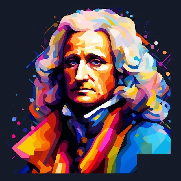 Isaac Newton in de stijl van wpap