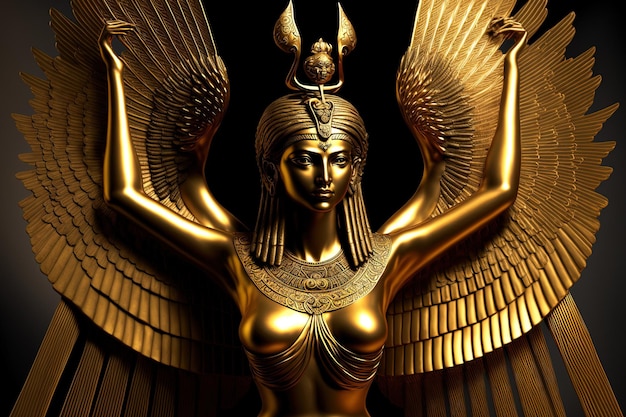 写真 翼を広げた黄金の女神イシス