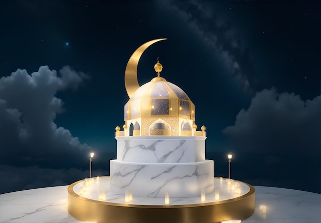 Islamic 3D lantern suitable for Eid alAdha Eid alFitr or Ramadan karem feelings AI genertaed