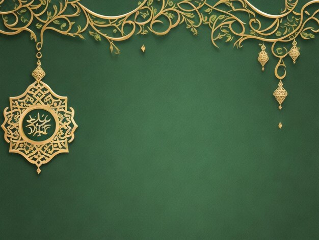 写真 アラビアの緑色の豪華な背景と美しい装飾