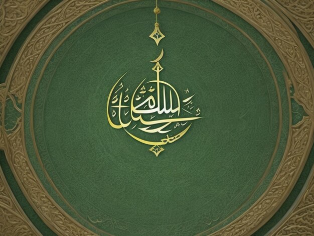 Photo islamic arabic green luxury background with beautiful ornament