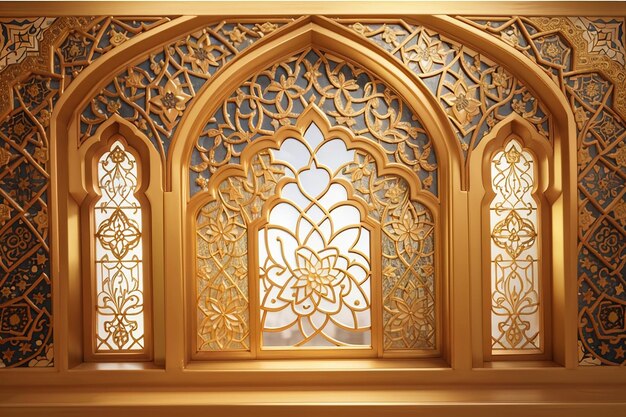 Islamic Architecture Golden Arabic Ornamental Windows