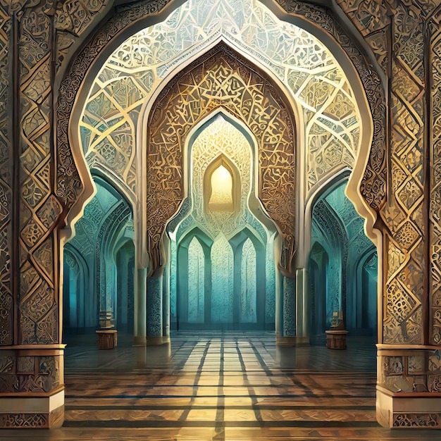 Islamic architecture ornament wall for background