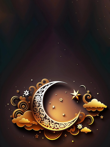 islamic background crescent moon and clouds background and empty space for text design