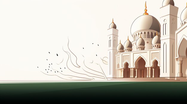 Islamic background design with mosque