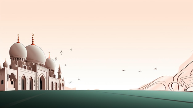 Islamic background design with mosque