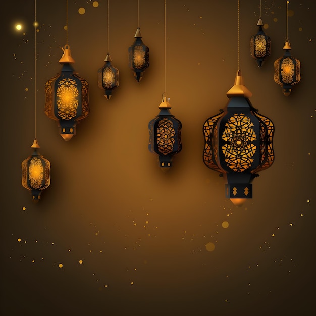Исламский фон Ид Мубарак с арабским фонарем на золотом фоне