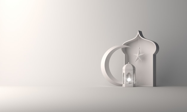 Islamic background lantern and crescent