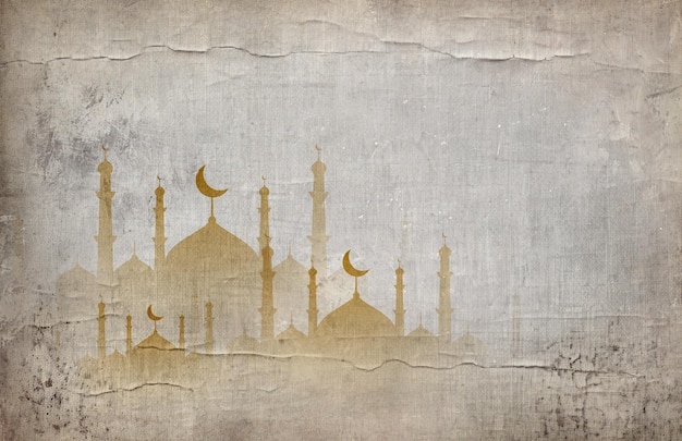 Photo islamic background of a mosque beige lines on old paper background for the month of ramadan