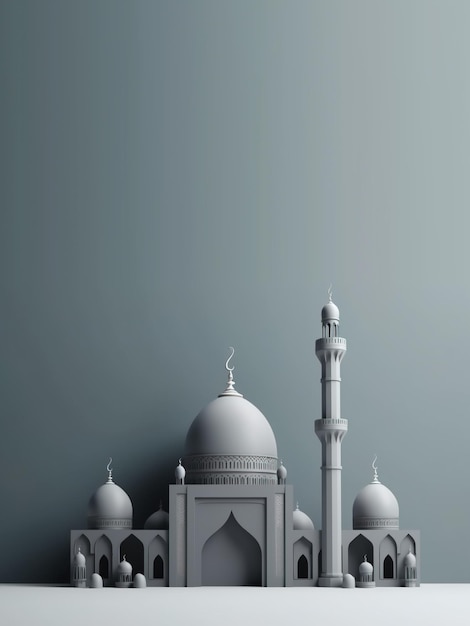 An Islamic background for a mosque in gray a background for Ramadan Social media posts Muslim Holy Month Ramadan Kareem Generative Ai