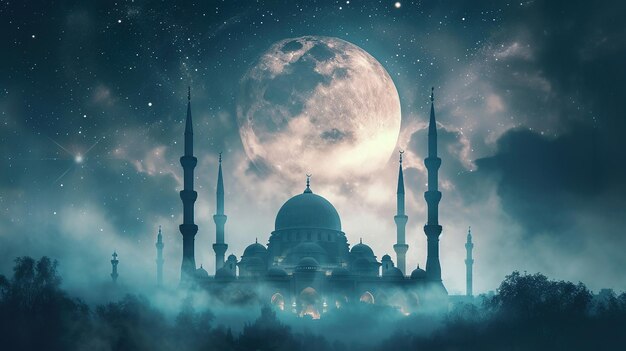 An islamic background for a mosque in gray a background for ramadan social media posts