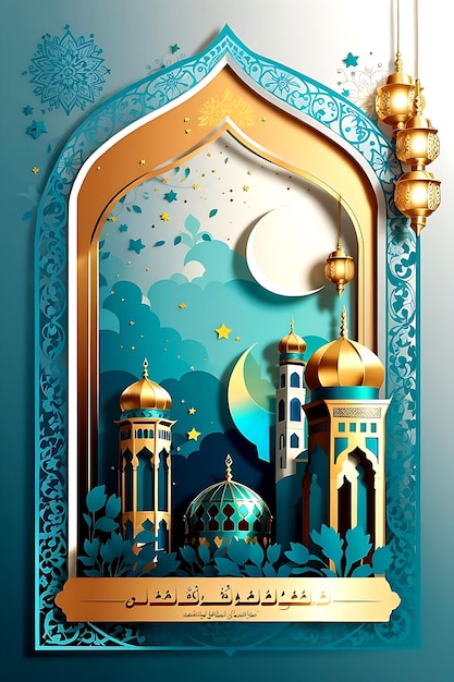 Islamic background suitable for Eid greetings Fitr Adha Muharram Ramadan ai generated