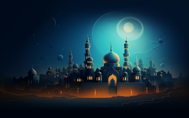 Eid 인사말 Fitr Adha Muharram Ramadan에 적합한 이슬람 배경