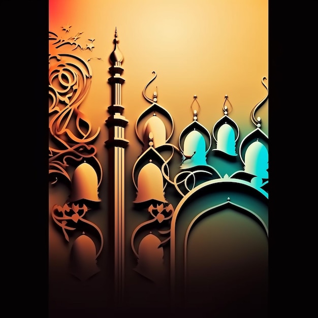 Исламский фон подходит для приветствия Ид Фитр Адха Мухаррам Рамадан