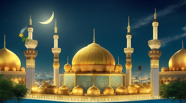 Eid 인사말 Fitr Adha Muharram Ramadan에 적합한 이슬람 배경