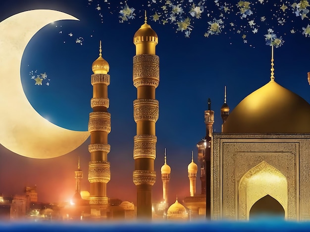 Islamic background suitable for Eid greetings Muharram Ramadan Ai generator