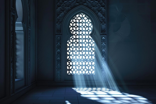 イスラム背景の窓の影と配列の光
