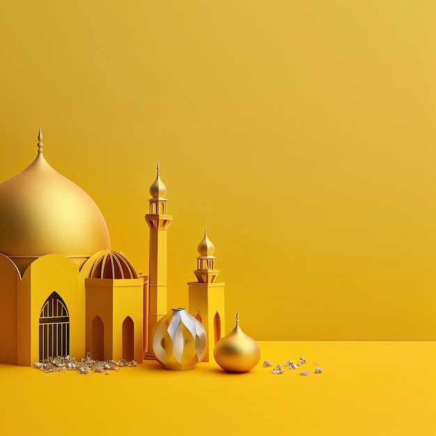 Islamic Background with 3d Mosque