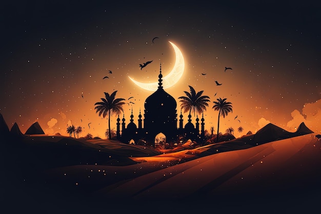 Исламский фон с пустым местом для копирования подходит для особого мероприятия, такого как Рамадан или Ид аль-Фитр