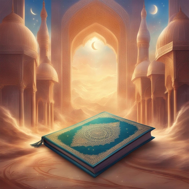 Photo islamic background with holy quran ai generated