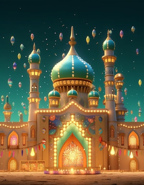 Islamic background with mosque illustration