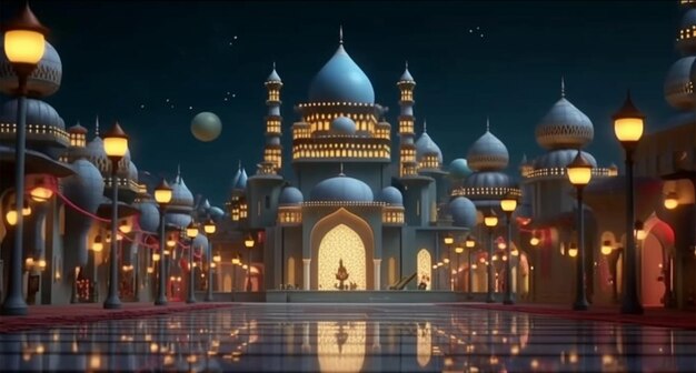 Islamic background with mosque illustration
