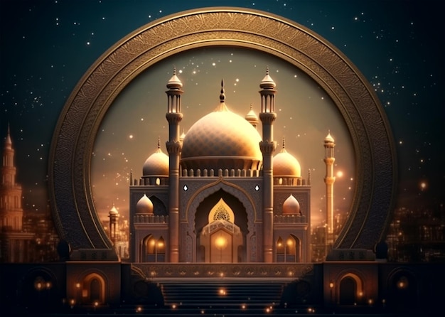 Islamic background with mosque illustration