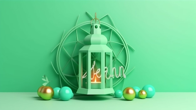 islamic background with mosque and lantern for eid ramadan muharram milad un nabi and islamic festiv