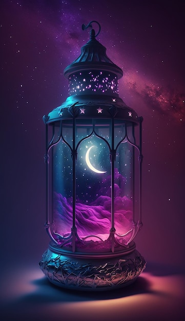 islamic background with photo of beautiful lantern decoration