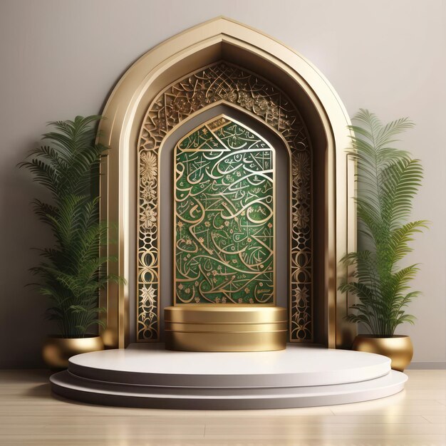 Islamic Background With Podium Display Product Stage