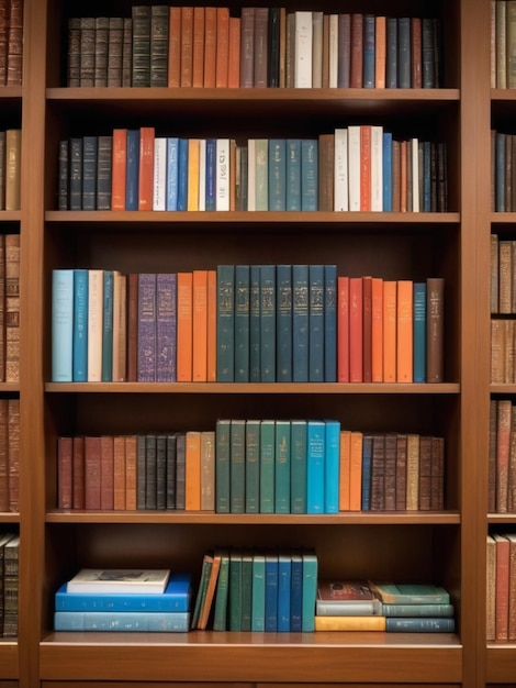 Photo islamic bookshelf with quran and hadith books