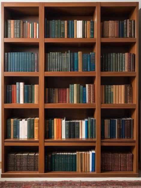 Photo islamic bookshelf with quran and hadith books