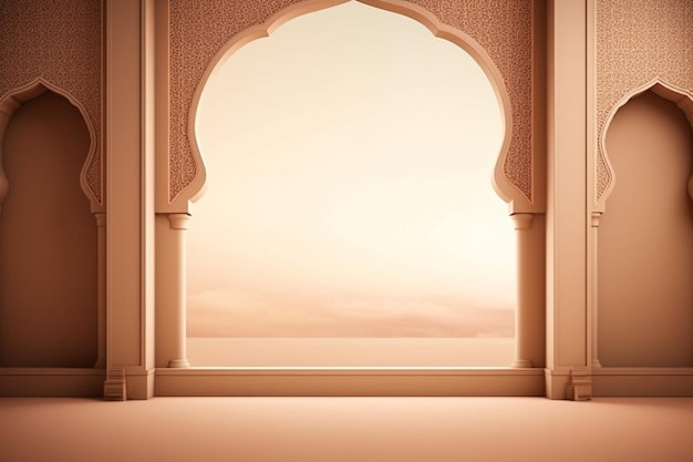 islamic border frame background and copy space