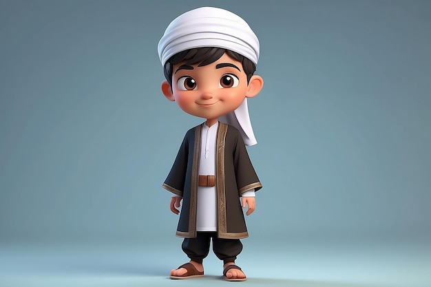 Islamic boy 3d character illustration costume design Muslim Boy