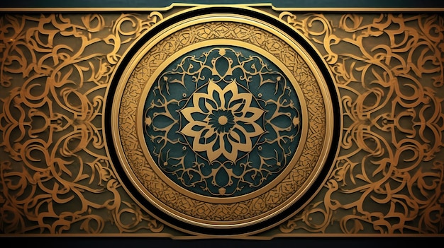 Islamic Calligraphy Artwork on Ornate Background _34xjpg