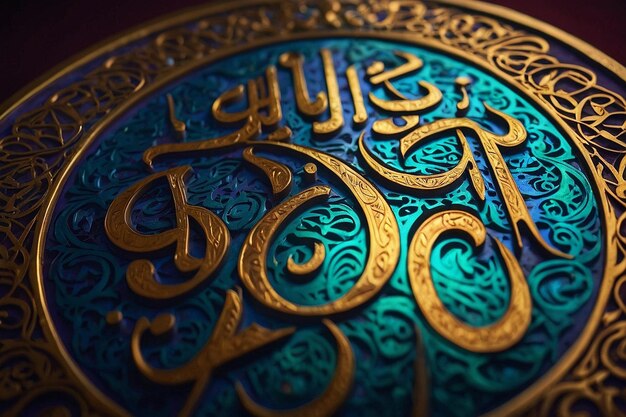 Foto calligrafia islamica con lucentezza metallica