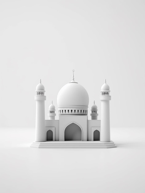 Islamic cute 3d mosque for ramadan and Eid greeting background