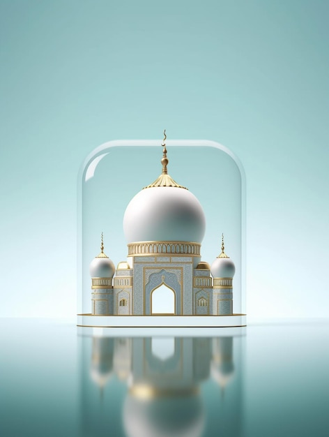 Islamic cute 3d mosque for ramadan and Eid greeting background