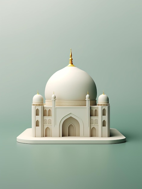 Islamic cute 3d mosque for ramadan and Eid greeting background