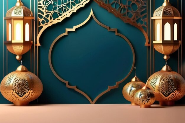 Islamic decoration background with crescent moon luxury style