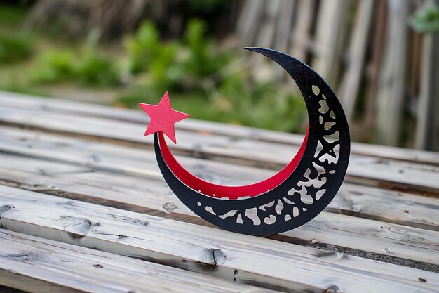 Photo islamic decorative eid moon and star