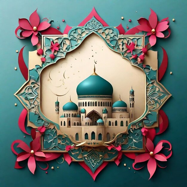 Photo islamic design greeting card background