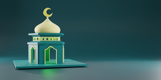 Islamic display decoration background with mosque 3d rendering style