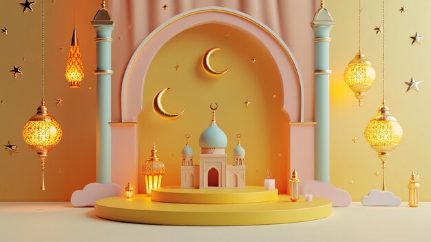 Islamic Display Podium Decoration Background