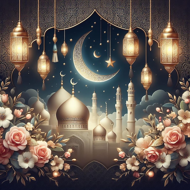 islamic eid al adha mubarak decorative background AIgenerated