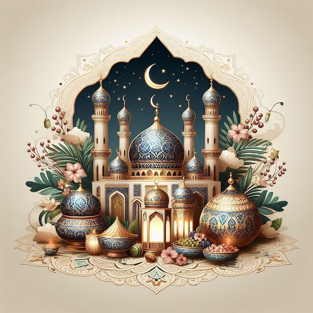 islamic eid al adha mubarak decorative background AIgenerated