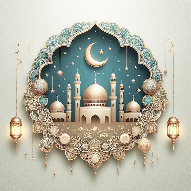 islamic eid al adha mubarak decorative background AIgenerated