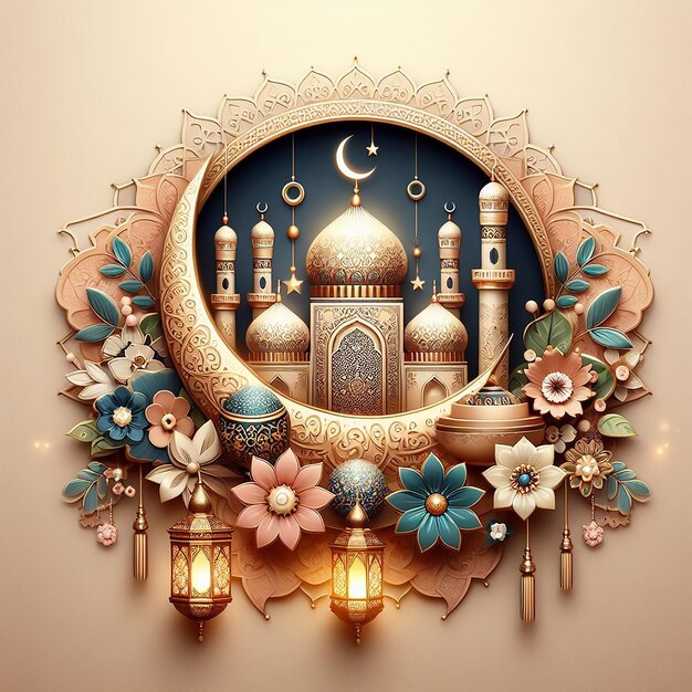 islamic eid al adha mubarak decorative background AIgenerated