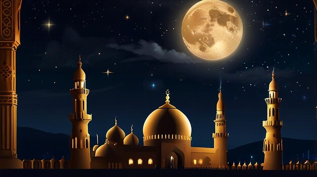 Islamic eid al fitr banner ai Photo